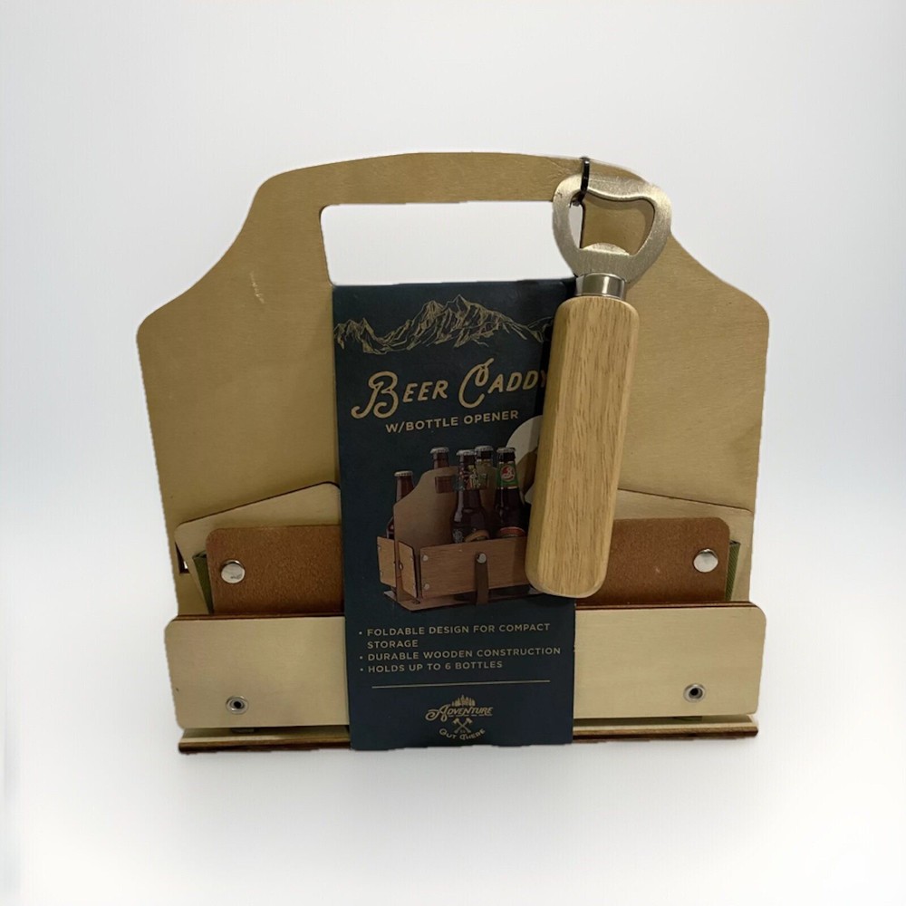 Adventure is Out There Foldable Beer Caddy with Opener. New