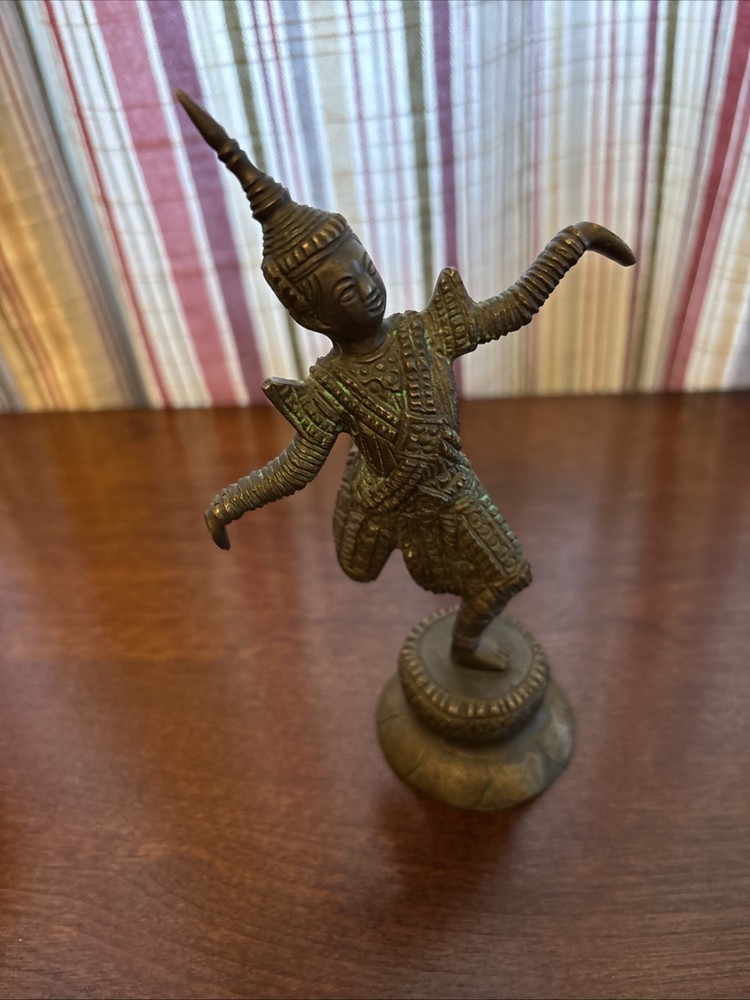 Vtg Bronze Thai Temple Dancer Statue 5”