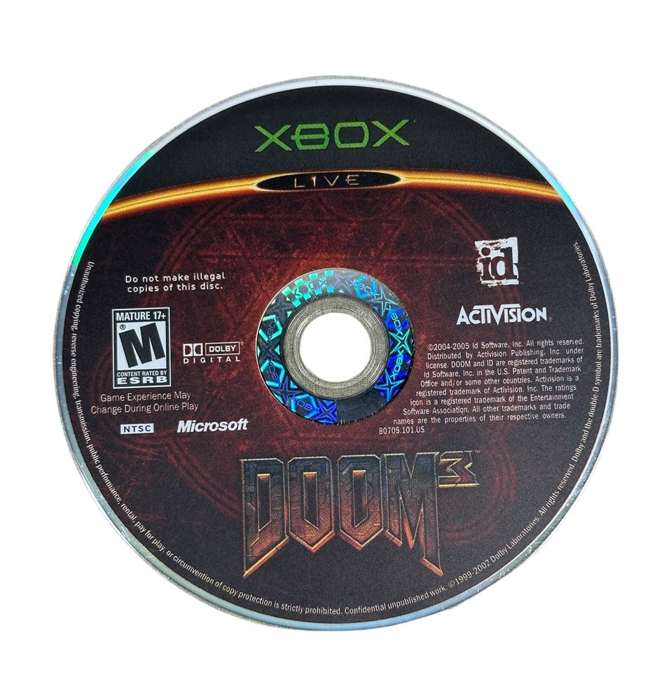 Doom 3 (Microsoft Xbox, 2005) Disc Only - Tested