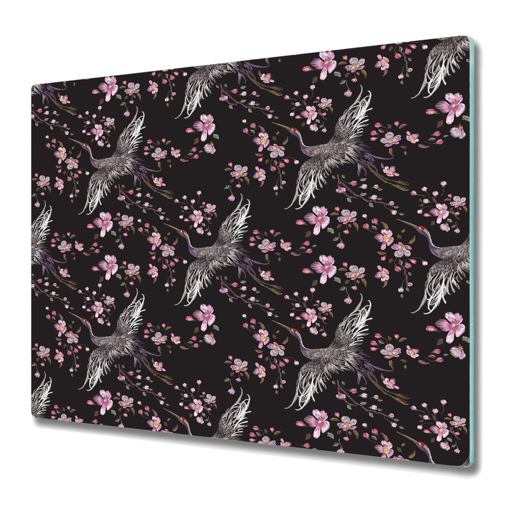 Serving Chopping Board Glass Cover Dark Chinoiserie Minimalistic Simple 60x52