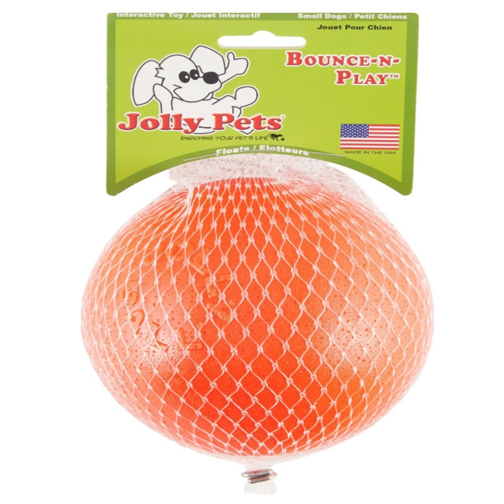 Jolly Pet Bounce-N-Play Ball Orange 4.5 inch  Vanilla Scented Rubber Dog Toy
