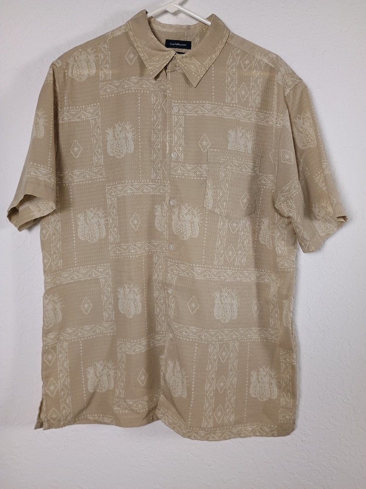 Croft & Barrow Hawaiian Pineapple Tropical Button Up Shirt Tribal Men's Large