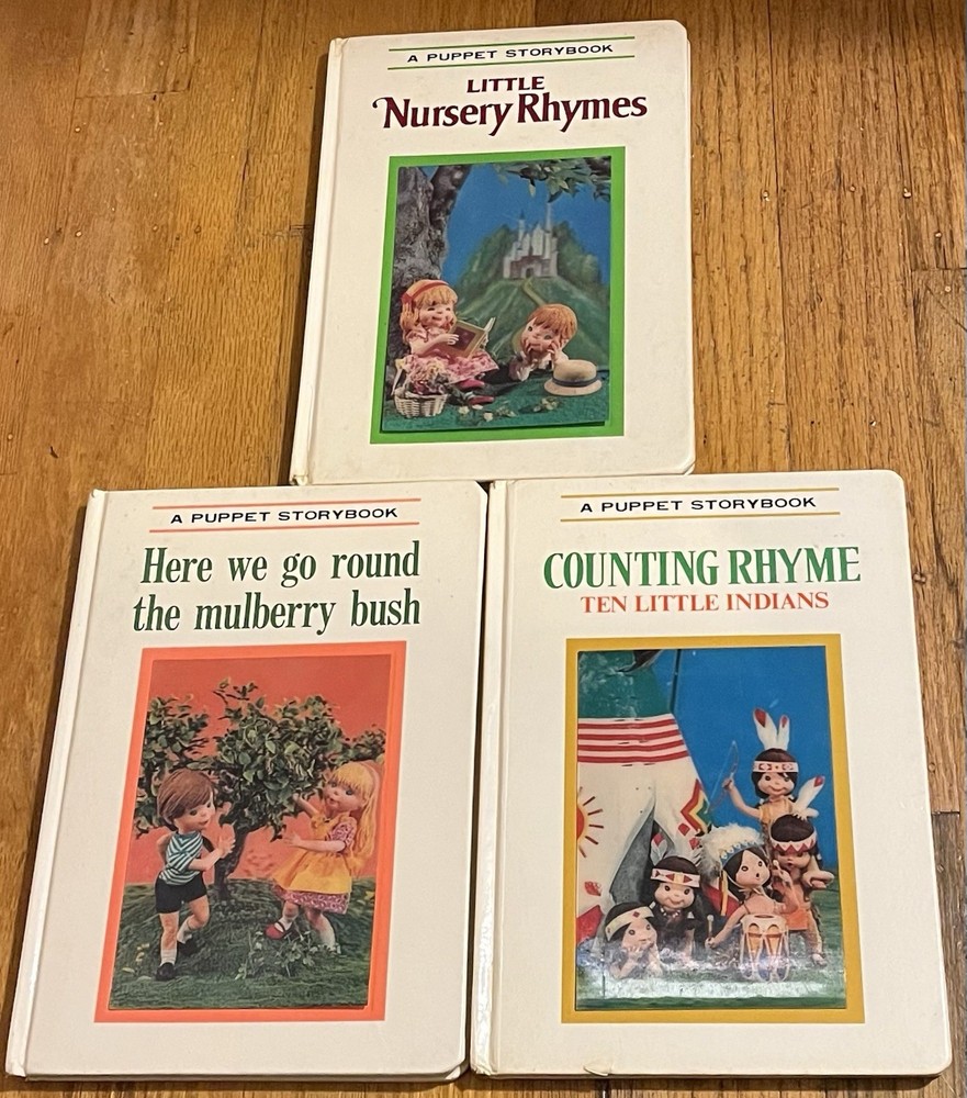 PUPPET STORYBOOK LOT : Mulberry Bush : Ten Little Indians : vtg Izawa & Hijikata
