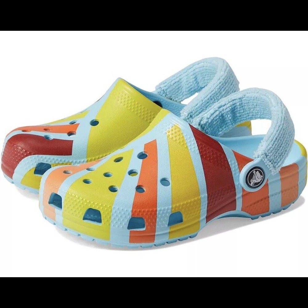 Crocs Classic Terry Clog Blue Multi Women's Size 6 Juniors Size 4 New