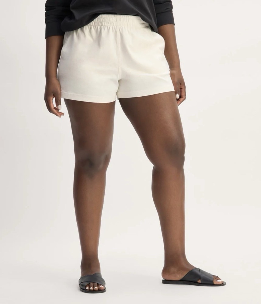 Everlane Organic Cotton Shorts Womens XL Cream French Bermuda Lounge High Rise