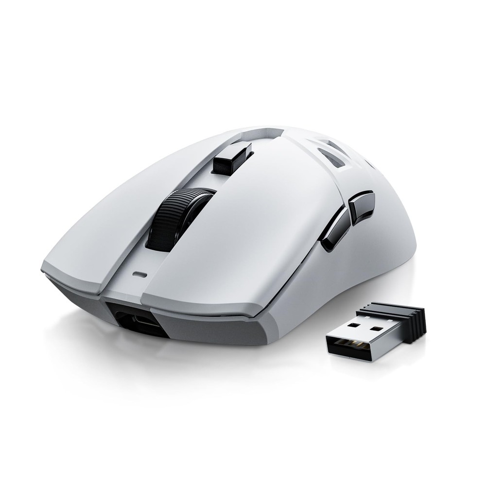 Wireless Gaming Mouse Lightweight Rechargeable with 7 Programmable Buttons in White