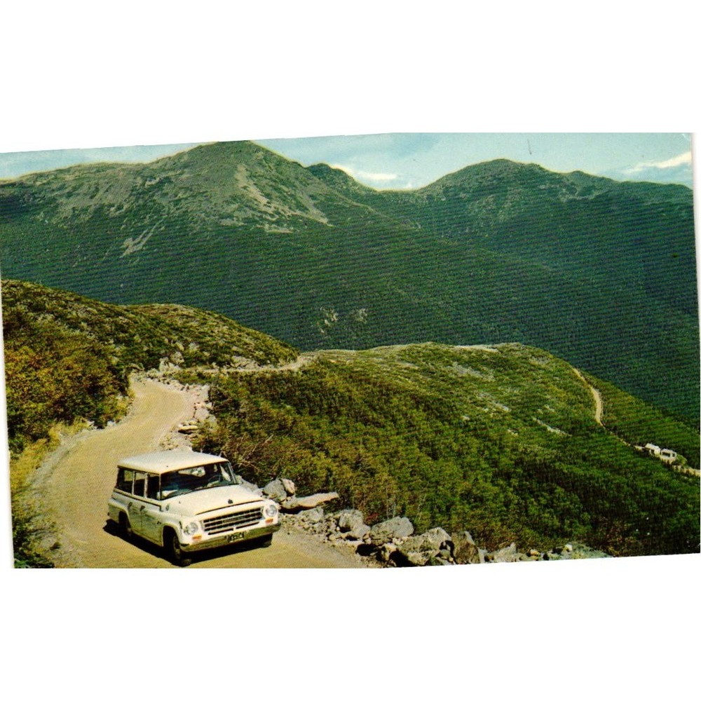 Vintage Mt Washington Auto Road Postcard White Mountains NH Scenic View Car