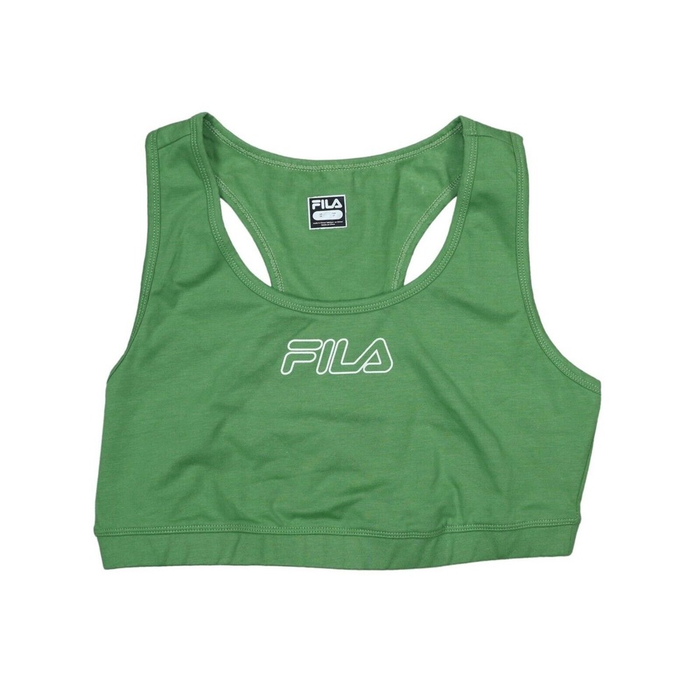 Fila Women S Bloom Logo Pullover Jersey Sports Bra Green Size 3X