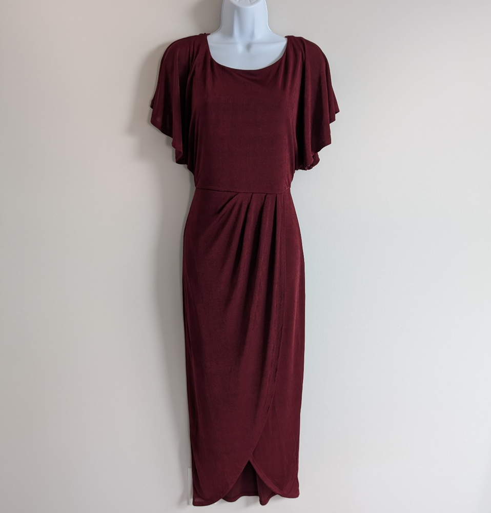 Baltic Born Midi Dress Womens Large Ruched Capsule Wardrobe Special Occasion Red
