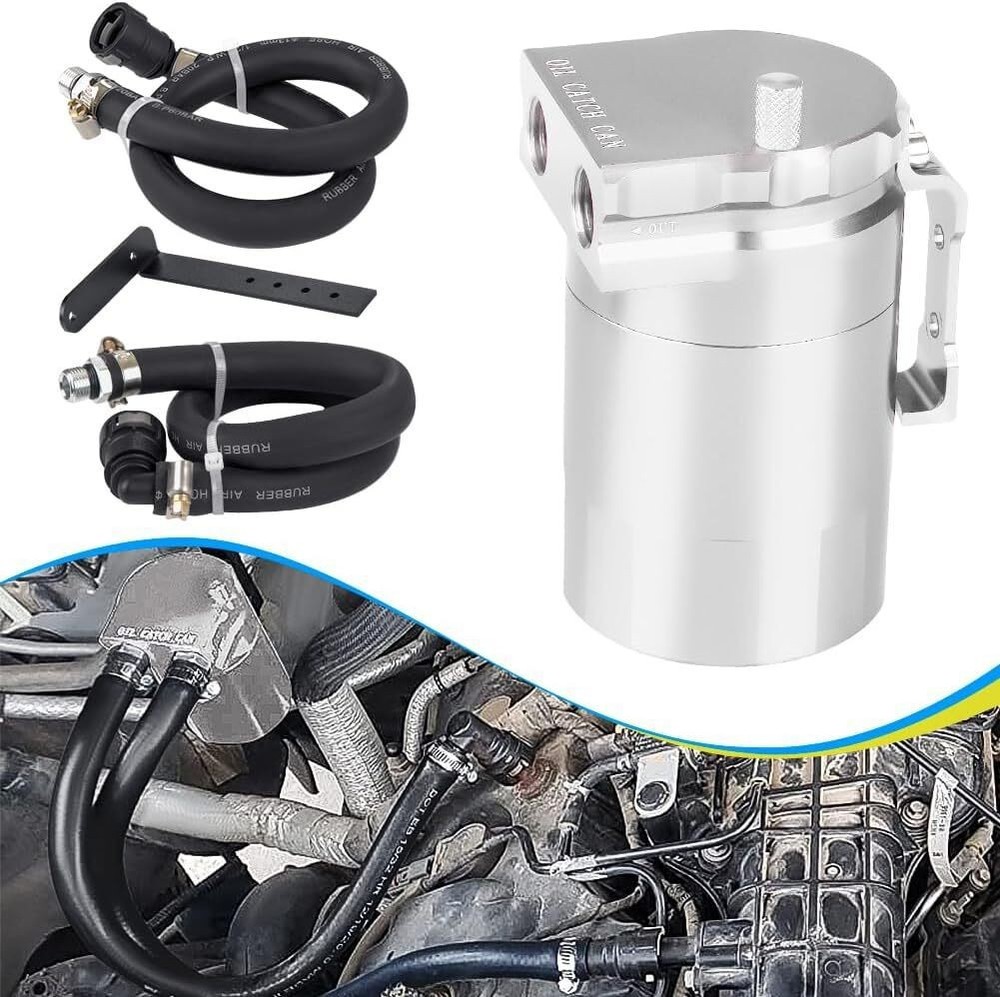 Oil Catch Can Oil Separator for Ford F150 2.7L 5.0L Raptor 3.5L Ecoboost Silver