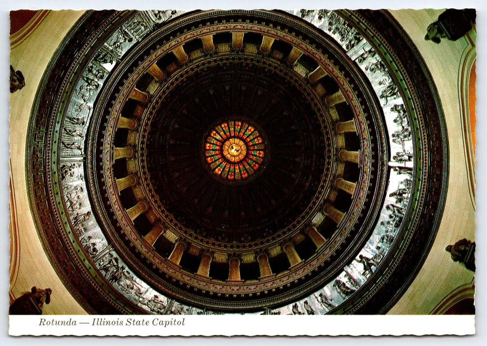 Springfield Illinois IL State Capitol Building Rotunda Vintage Photo Postcard