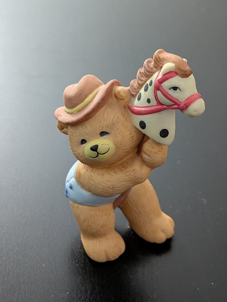 Vintage BC Bronson Teddy Bear Figurine Porcelain Bisque Western Cowboy