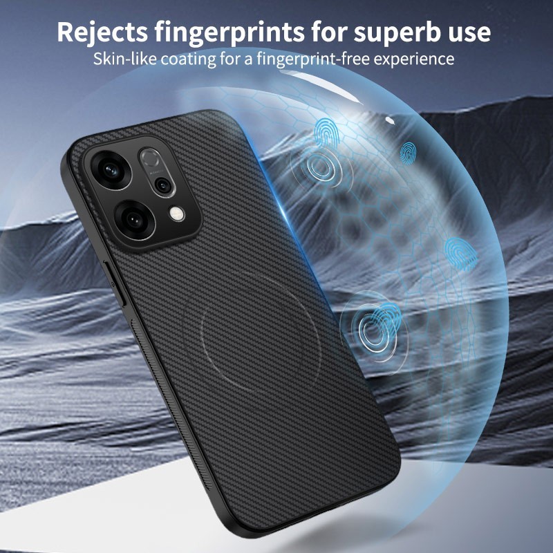 For Oppo Reno14 Pro, Luxury Carbon Fiber Magnetic Soft Hand Feel Cover Case