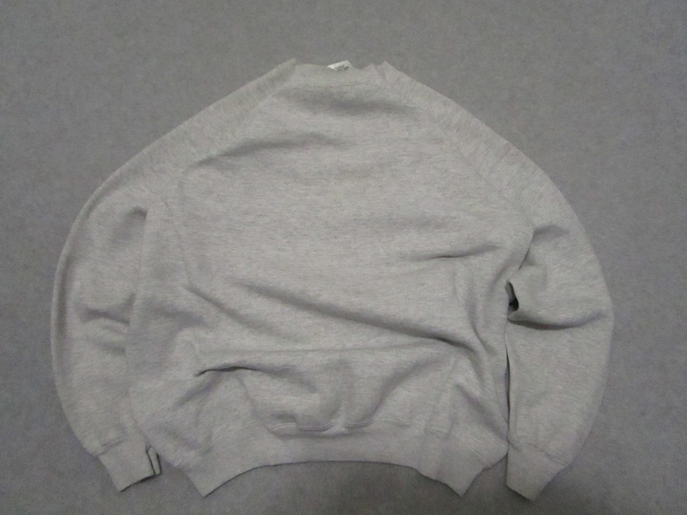 Vintage Raglan Sweater Mens Extra Large Gray Blank Pullover Made in USA 90s