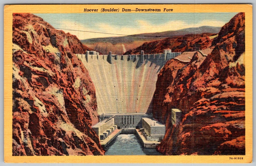 Vtg Linen Postcard Hoover (boulder) Dam Boulder City, NV 1940s