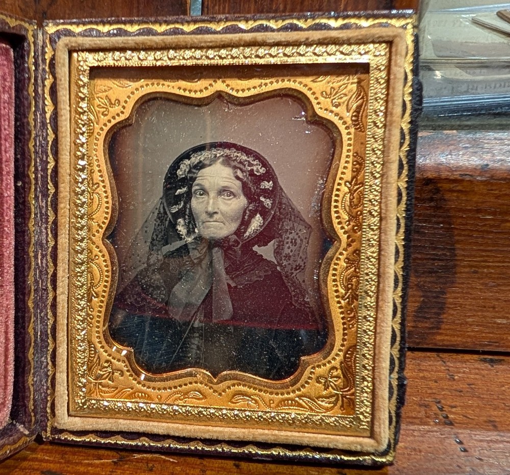 Ninth Plate Daguerreotype Woman with Nice Pose, Possibly Mourning Full Case