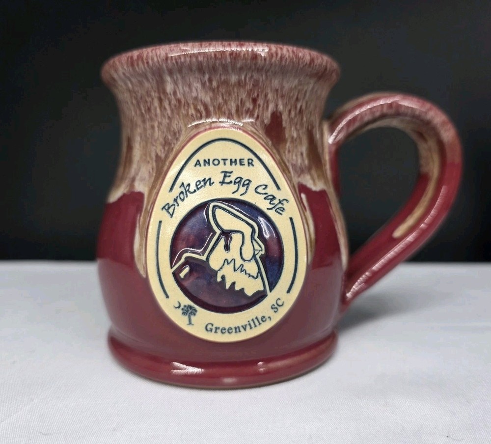 Broken Egg Cafe Greenville SC Pottery Mug Deneen Pottery Drip Glaze Coffee Cup