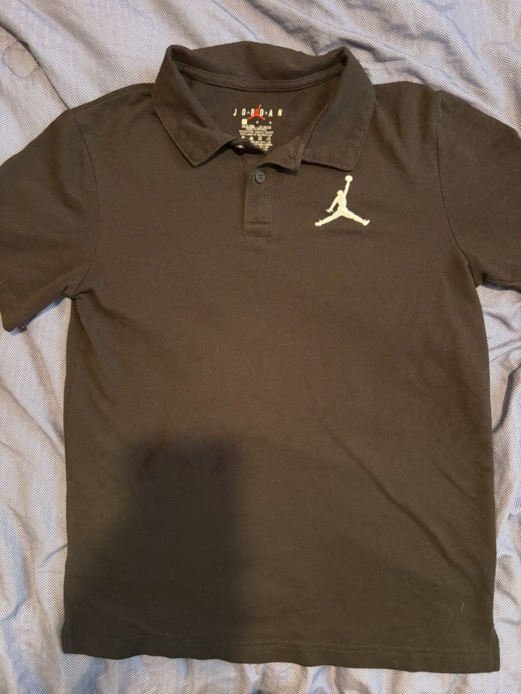 Jordan Polo Shirt Youth Large Black Jumpman Short Sleeve Athletic Golf