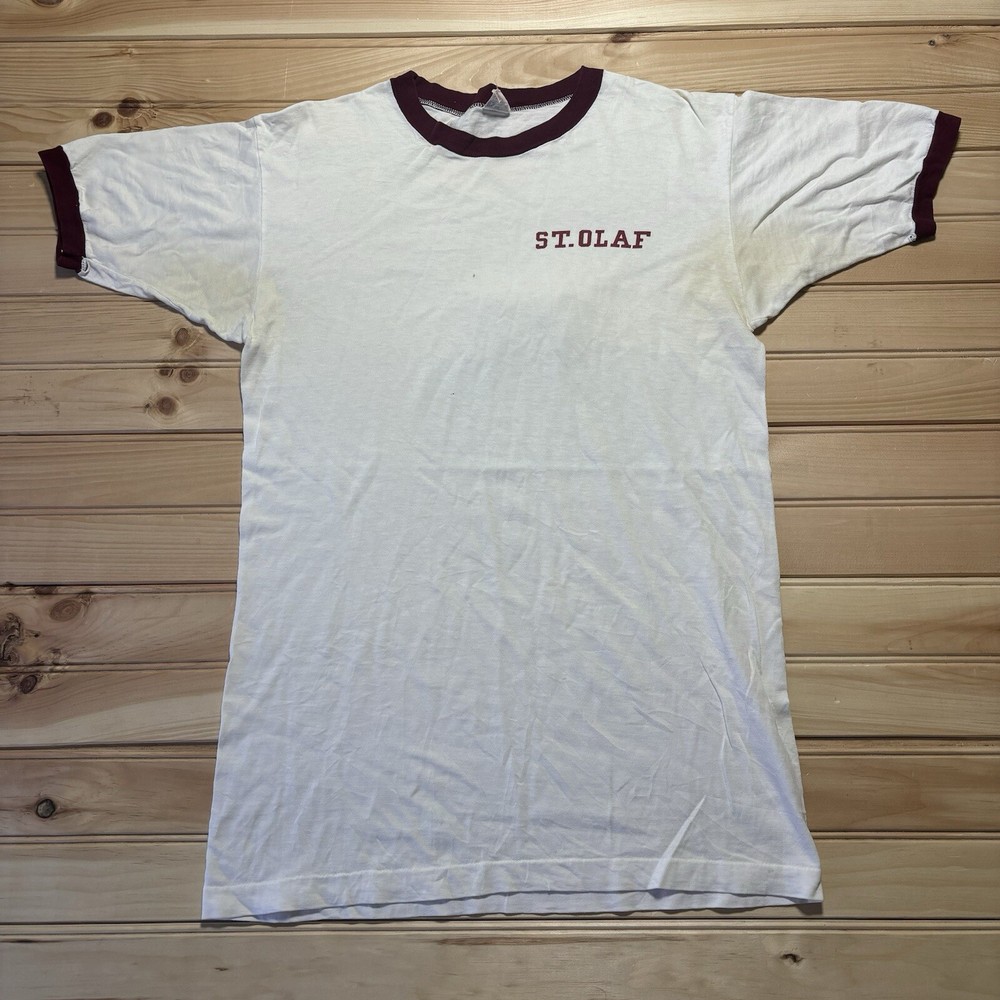 Vintage 1950s Champion St Olaf University Ringer Tee Size L