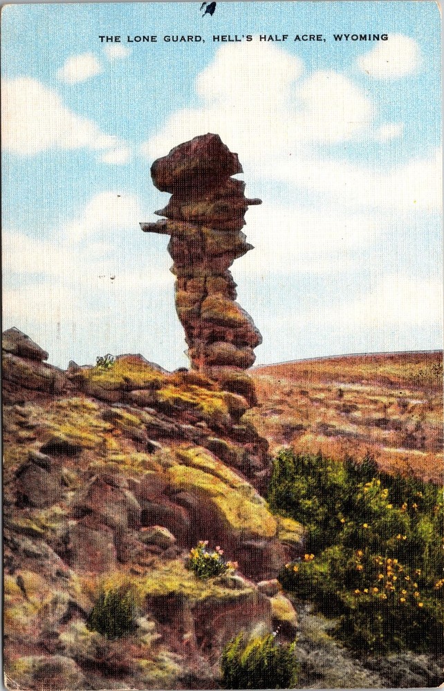 Hell's Half Acre WY-Wyoming, The Lone Guard Scenic View Vintage Postcard