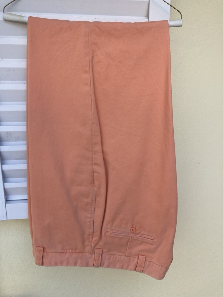 Ralph Lauren Men's 38x34 Orange Cotton Chino Flat Front Pants $118