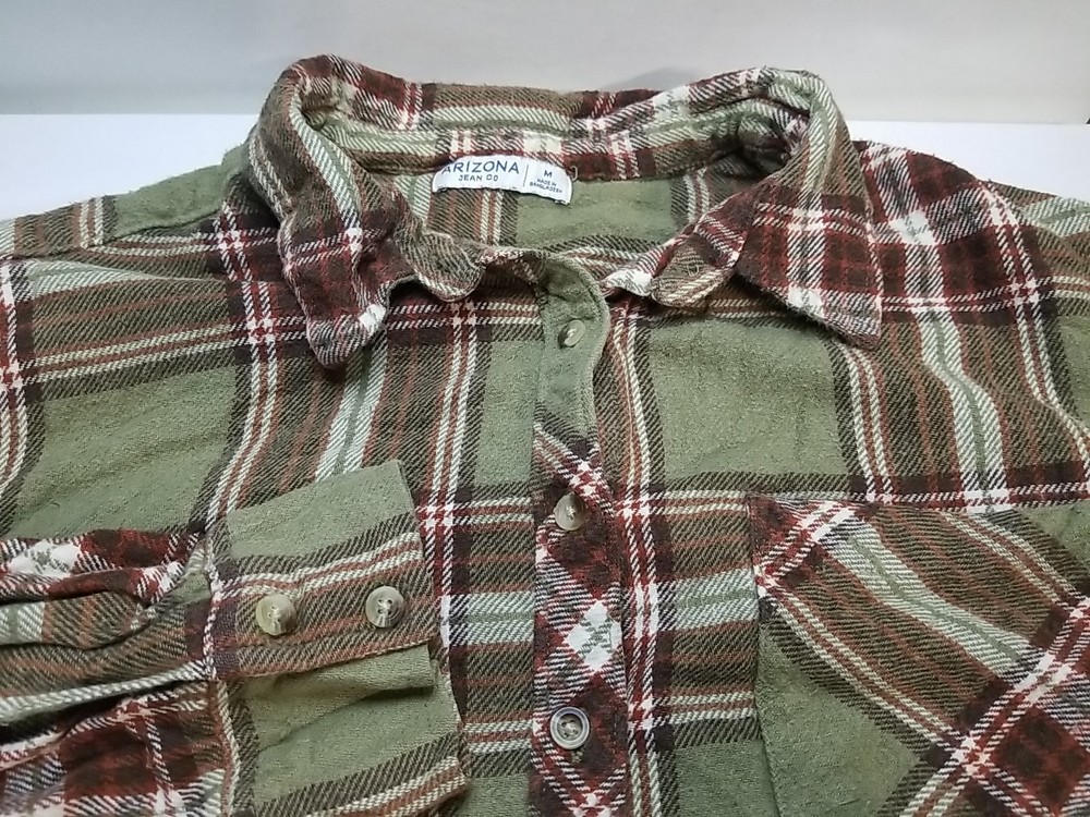 Arizona Jean Co. Womens Medium Plaid Long Sleeve Button Up Shirt