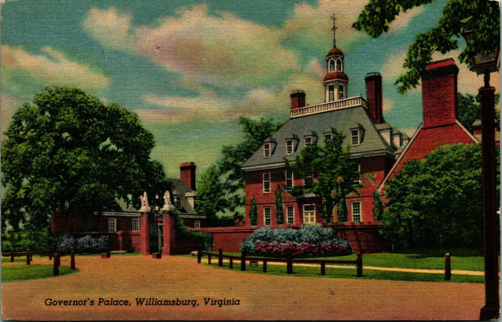 Governor's Palace Garden Williamsburg Virginia VA UNP Linen Postcard E1