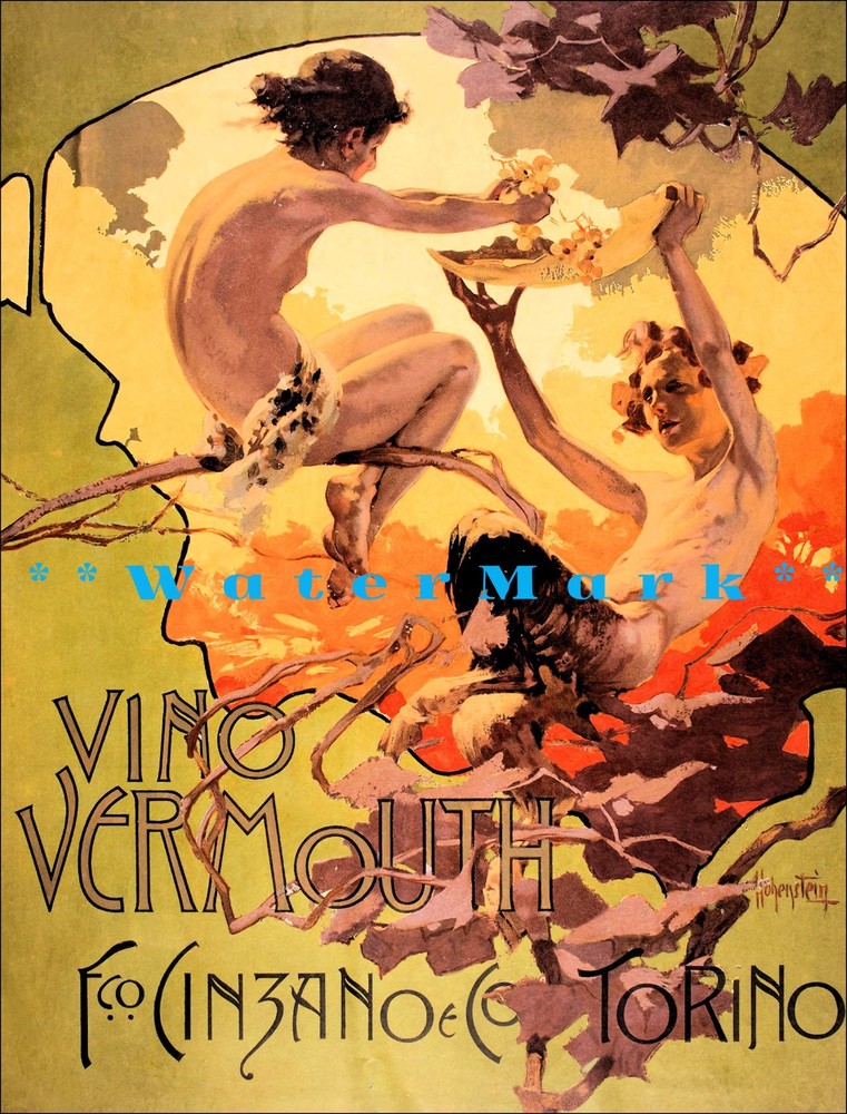 Vino Vermouth 1901 Cinzano Torino Italy Vintage Poster Print Retro Style Decor