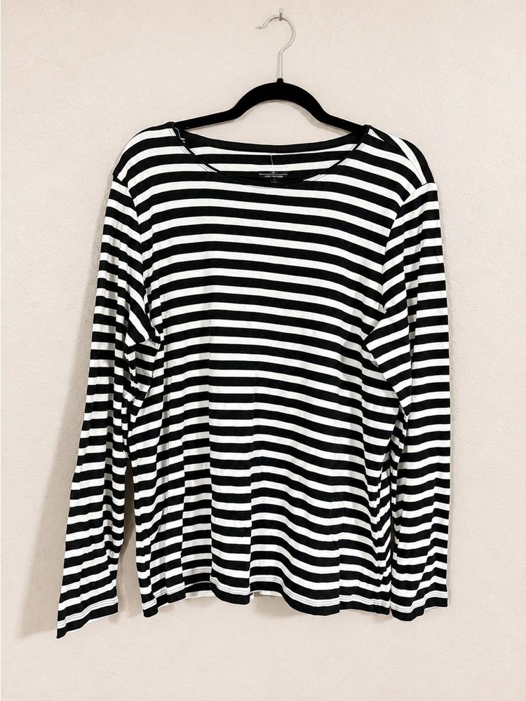 Christopher & Banks Black and White Striped Long-Sleeve Tee