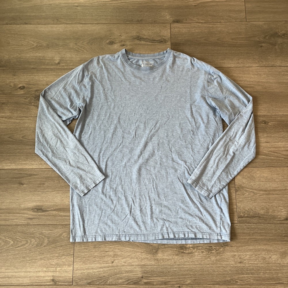 Coolibar UPF 50 Mens L Long Sleeve T Short Light Blue Heather