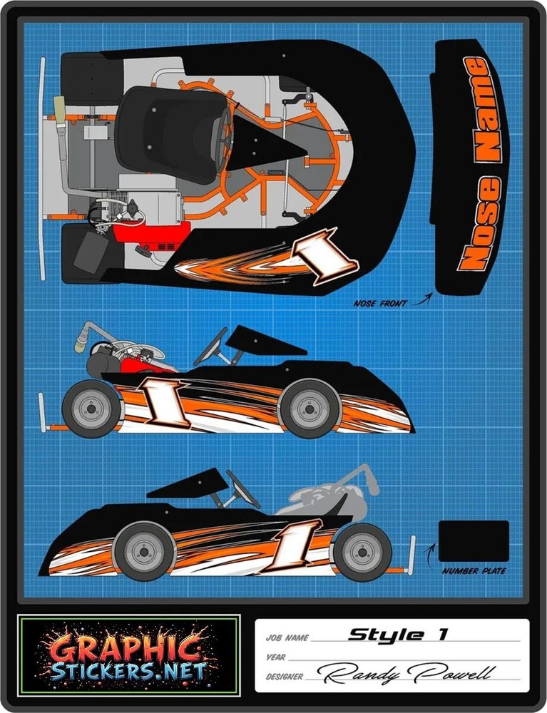 Go Kart Wrap Racing Decal Sticker Style 1