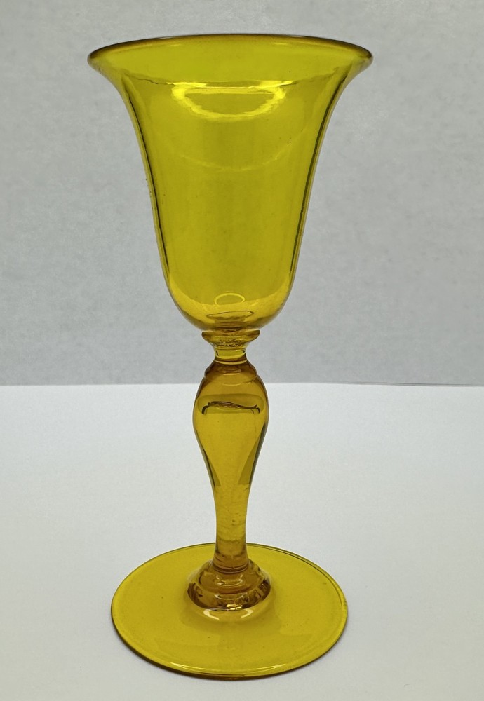 Vintage Steuben Carder Glass Bristol Yellow Cordial Liquor Glass Stem Goblet