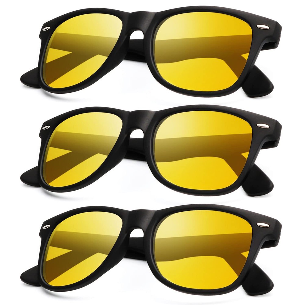 Comfort-Packed Polarized Sunglasses for Night Driving - 3-Pack with Pouches