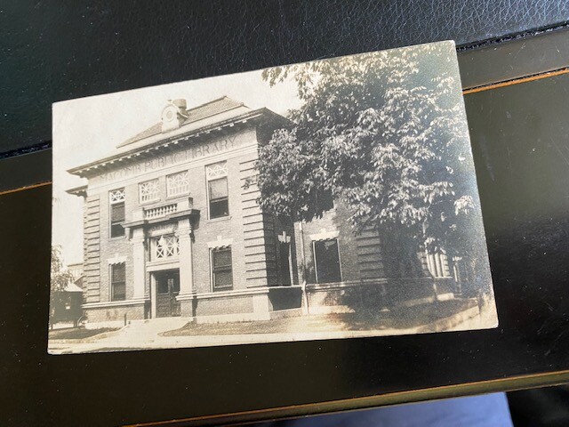 MaComb IL ILLINOIS Postcard RPPC 1910 era Andrew Carnegie Public Library Buildin