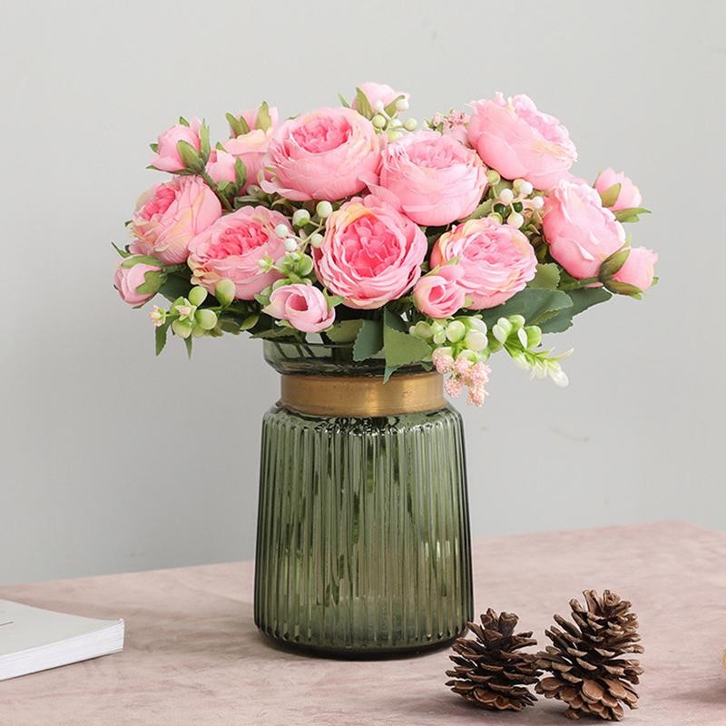 30cm Rose Pink Silk Peony Bouquet Artificial Flower Wedding Home Party Decor