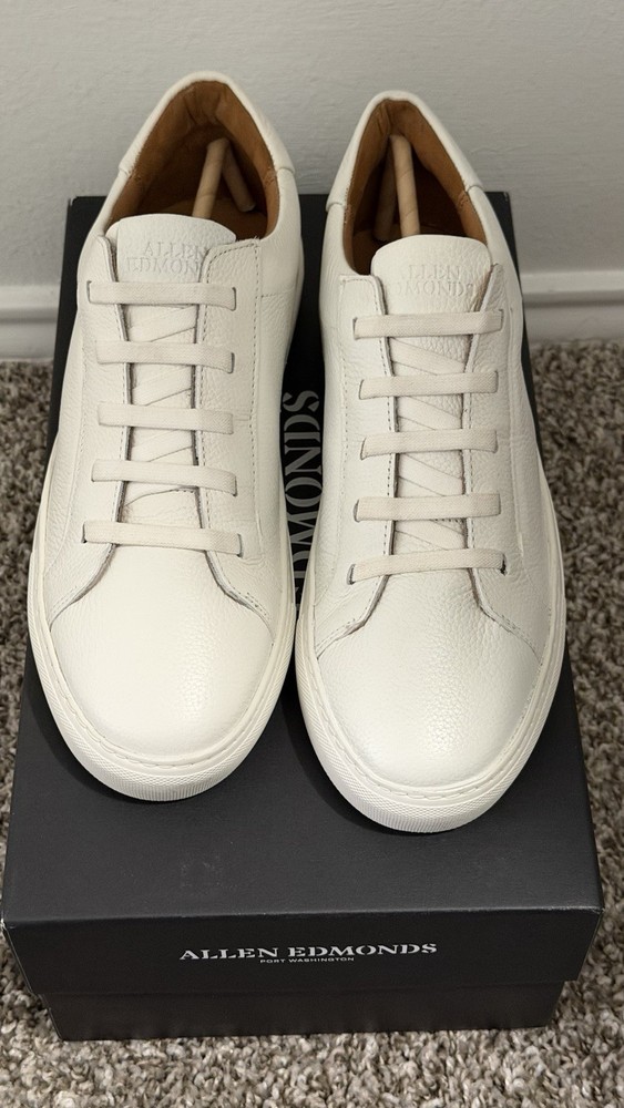 Allen Edmonds Fisher Leather White Sneakers Size 8.5 D