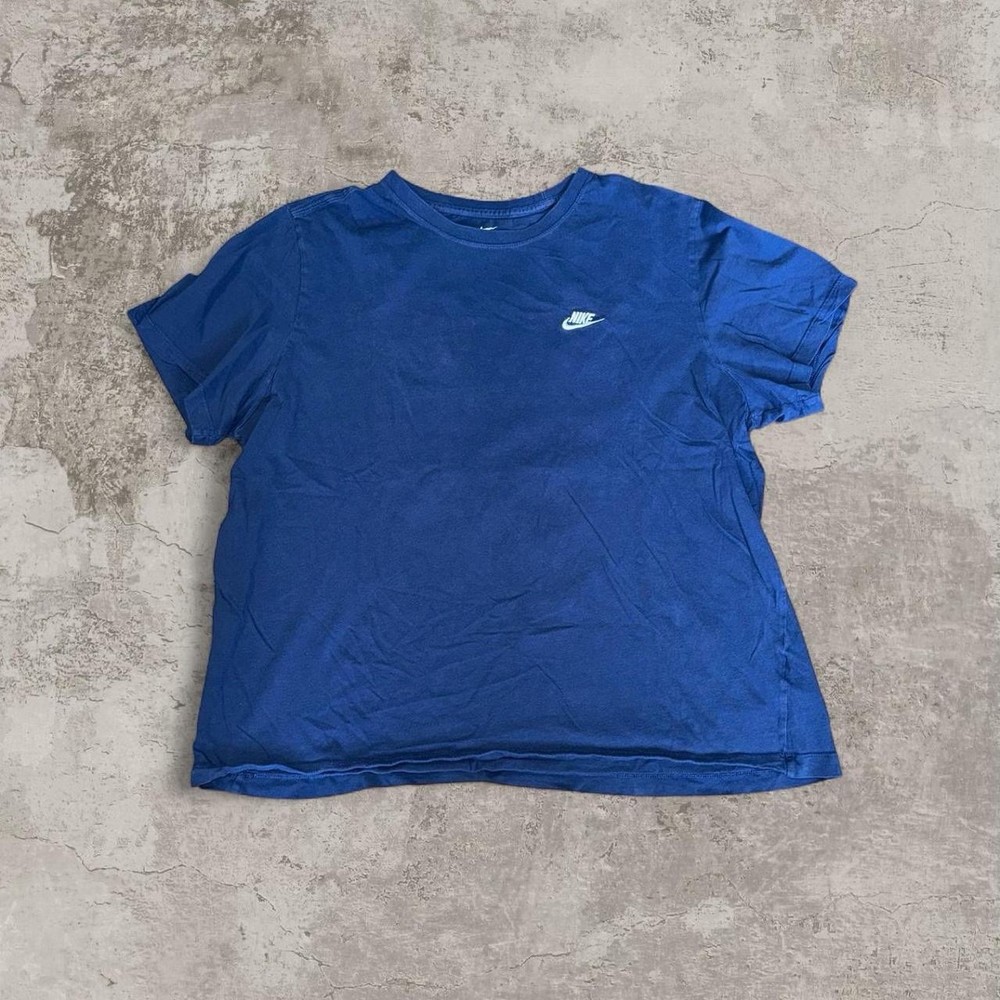 Nike Tee Blue Cotton Embroidered Logo Men's Short Sleeve T-Shirt Size XXL