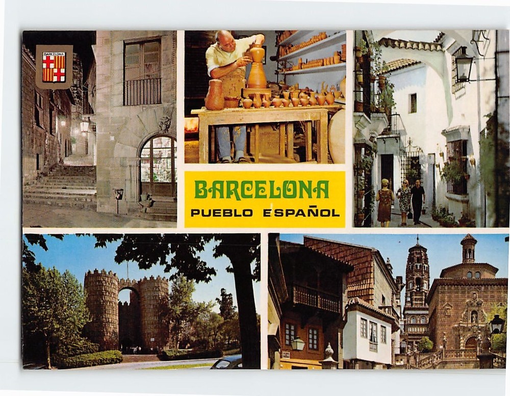 Postcard Pueblo Español Barcelona Spain