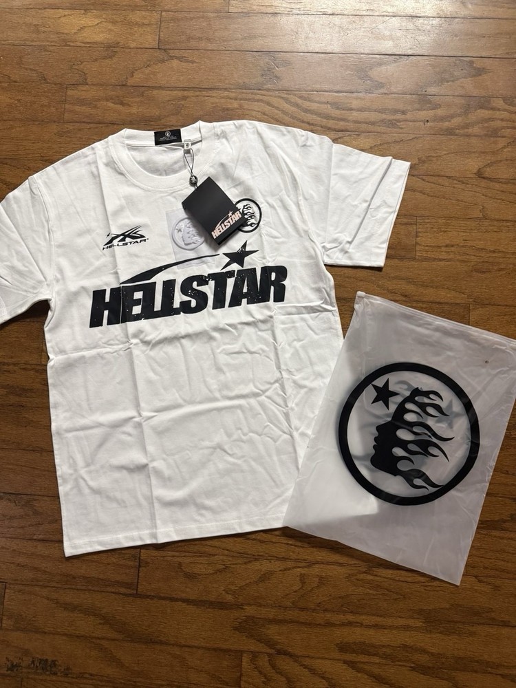 Hellstar White Cotton Jersey Graphic Logo Men's Crew Neck Short Sleeve T-Shirt