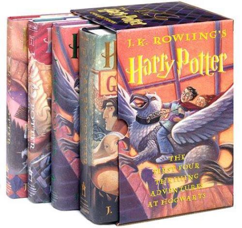 Harry Potter Boxed Book Set First 4 Sorcerer's Chamber Prisoner Goblet Hogwarts