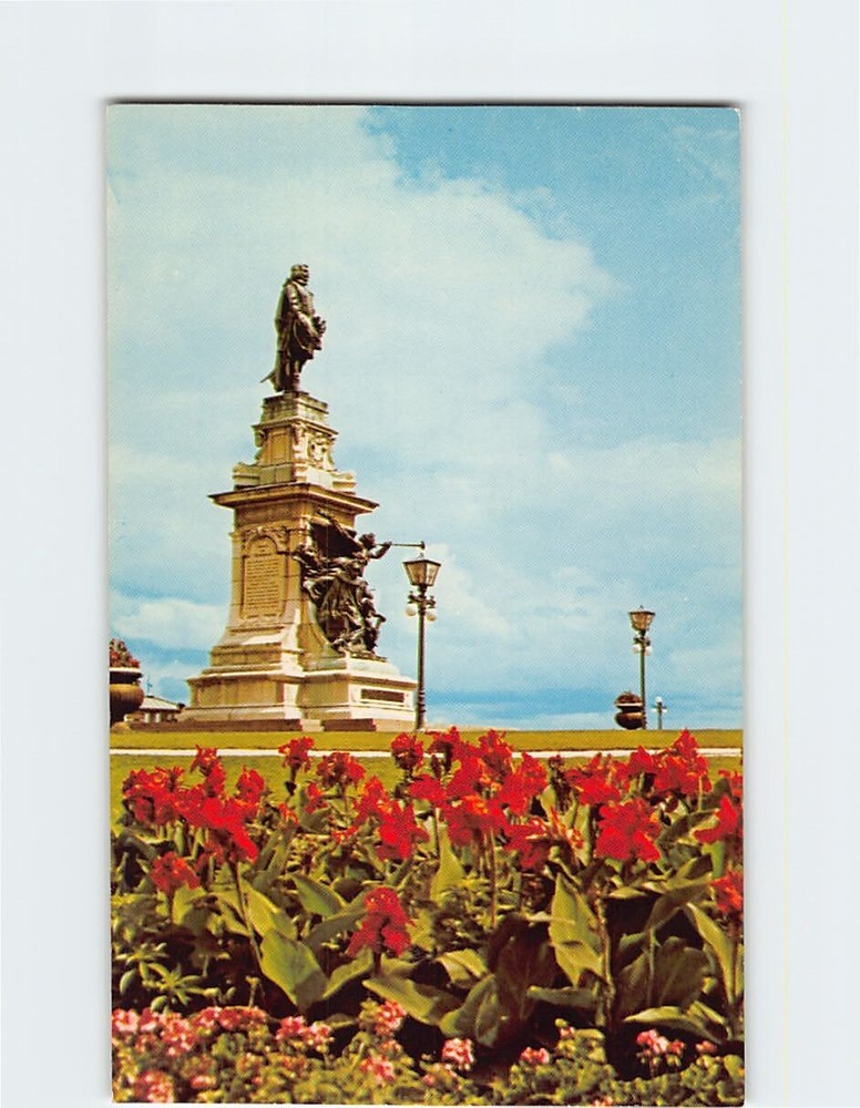 Postcard Samuel de Champlain Statue Quebec Canada