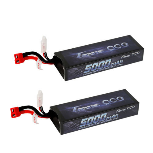 2x Gens ace 5000mAh 7.4V 50/100C 2S1P  HardCase Lipo Battery FOR TRAXXAS SLASH-image