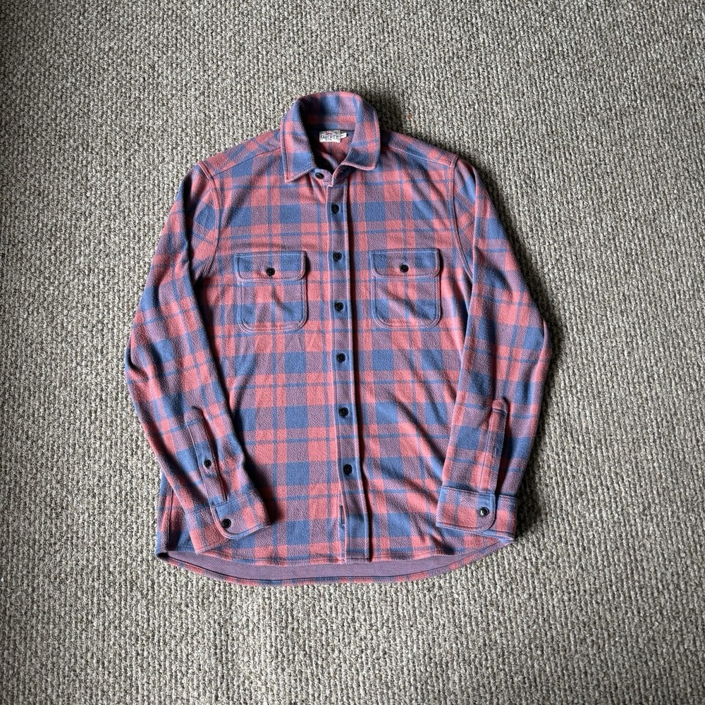 Faherty Legend Sweater/Shirt Men's Medium Pink/Blue Plaid Soft Flannel Stretch