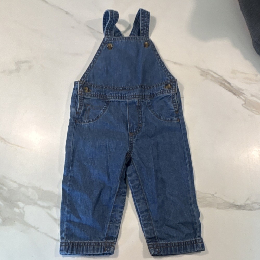 Carter's Denim Overall Blue 12m Unisex Baby & Toddler One-Piece Button