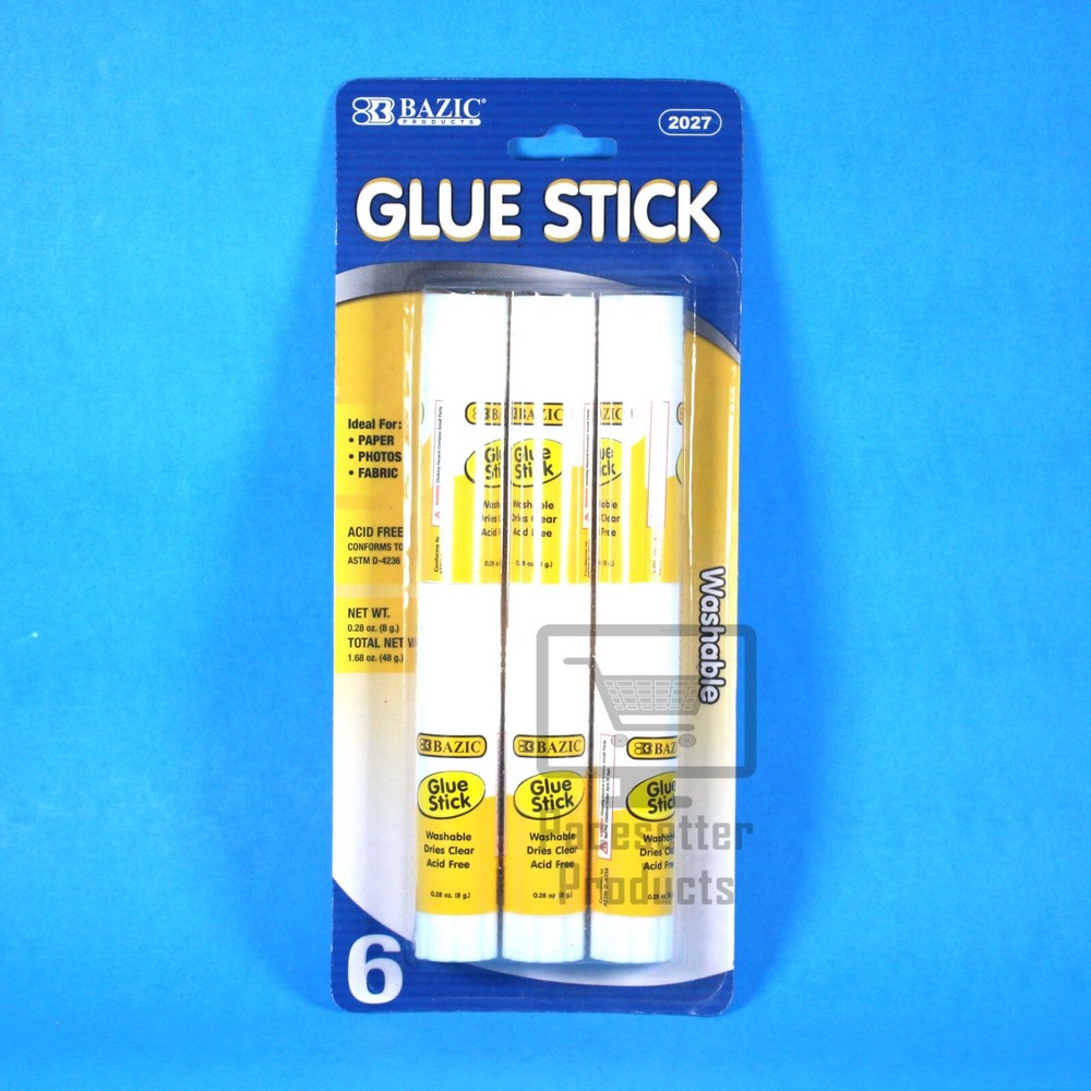 NEW and Sealed Bazic Acid Free Washable Glue Stick 6 Count 0.28 oz (8 g) Each-image