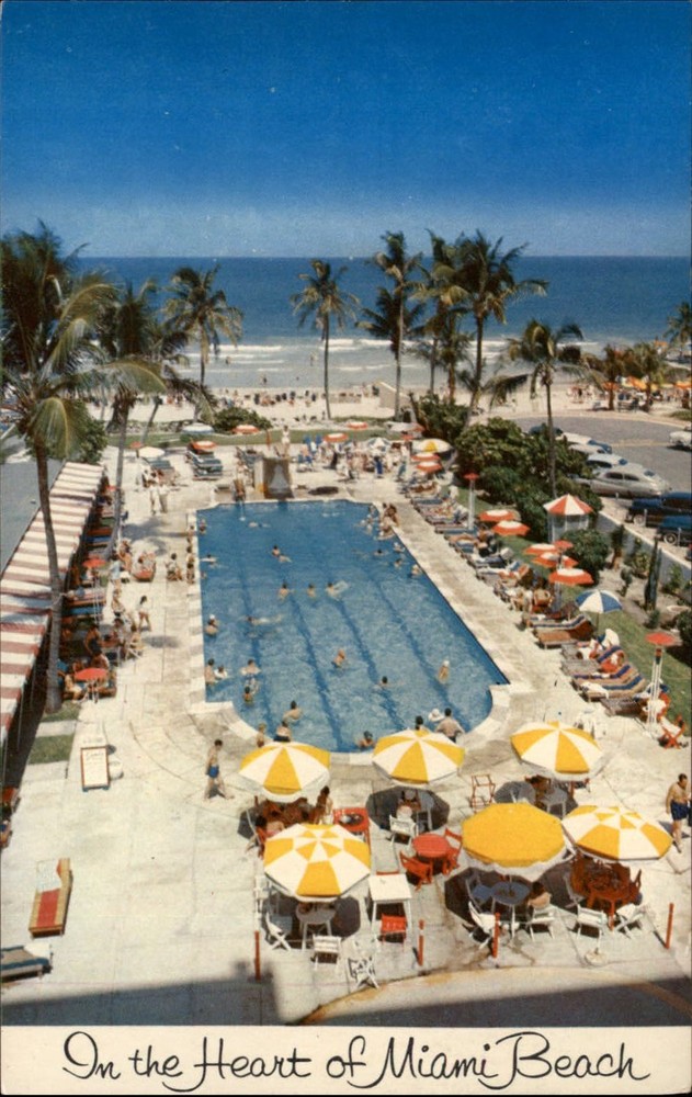 Sands Hotel & Apartments ~ Miami Beach Florida ~ pool ~ vintage postcard