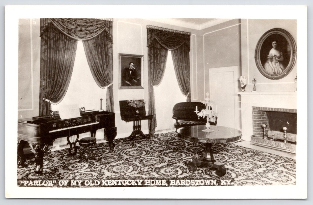 RPPC KY Bardstown My Old Kentucky Home Parlor Interior Real Photo Postcard