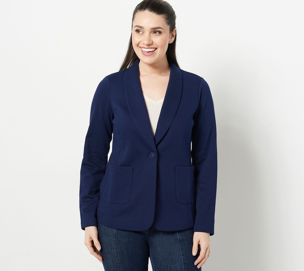 Susan Graver Women's Jacket Sz M Weekend Washed French Terry Green A468676