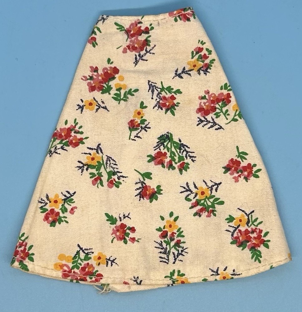 Vintage Barbie Floral Skirt Cream Red Yellow Flowers Mod Mattel 1970s