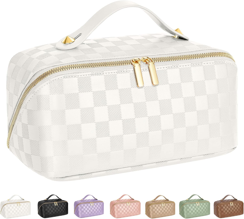Large Waterproof Makeup Bag for Women - Spacious Travel Cosmetic Organizer